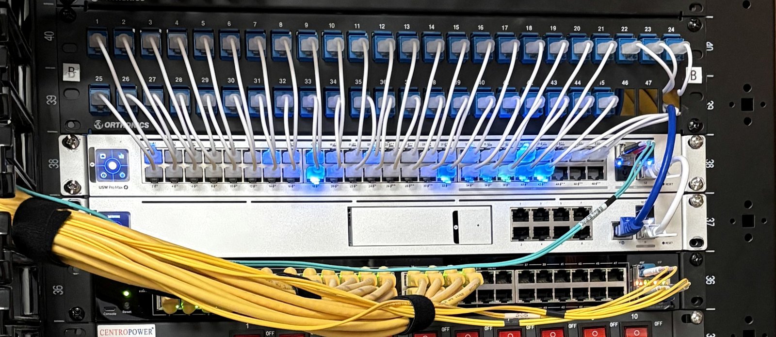 Fiber and network patch panel wired and labeled by OneComputerSolution